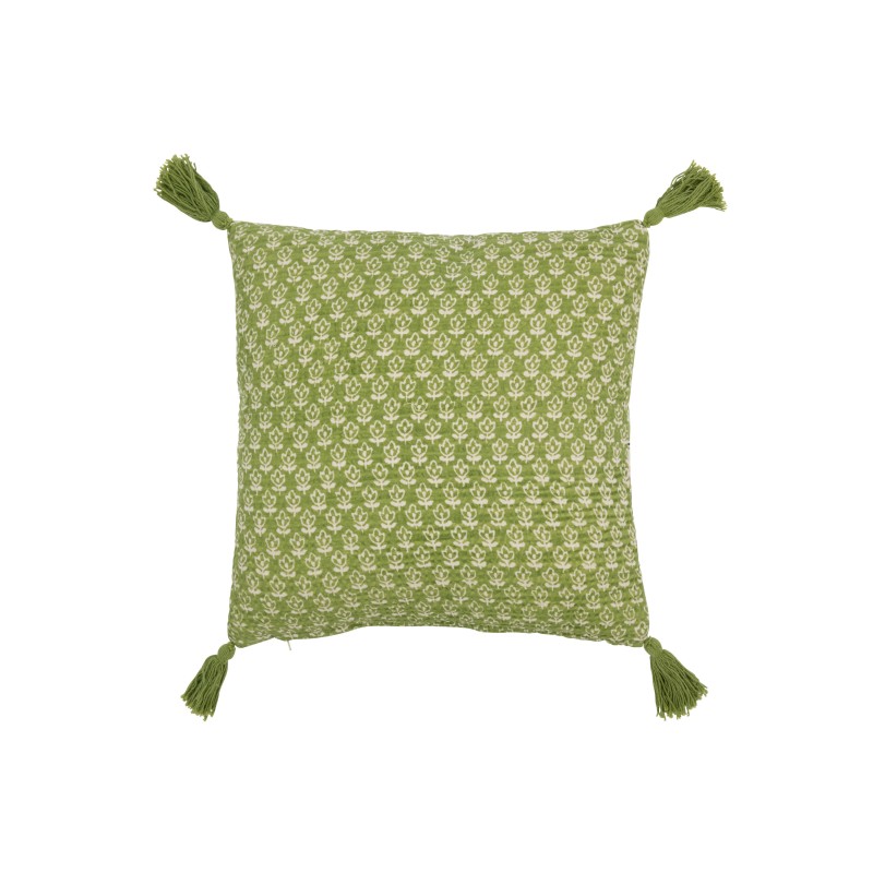 Almofada com flores e laços em algodão verde 45x45x12 cm Almofada com flores e laços em algodão verde 45x45x12 cm
