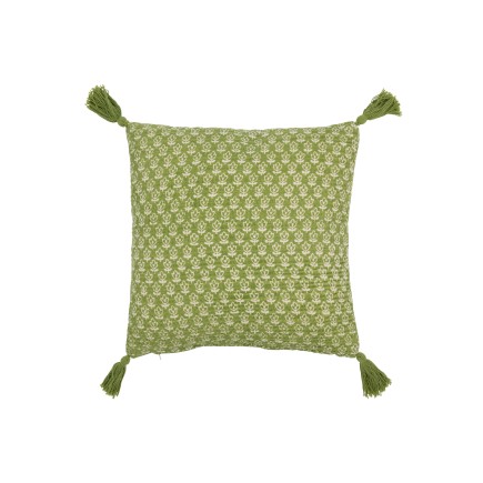 Cuscino fiori+campane in cotone verde 45x45x12 cm