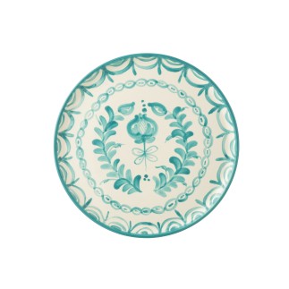 Piatto piano in ceramica blu chiaro 34x34x2,5 cm