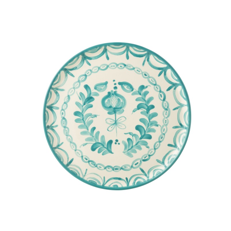 Piatto piano in ceramica blu chiaro 34x34x2,5 cm