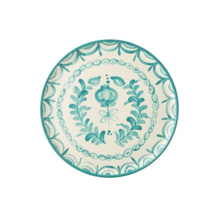 Piatto piano in ceramica blu chiaro 34x34x2,5 cm