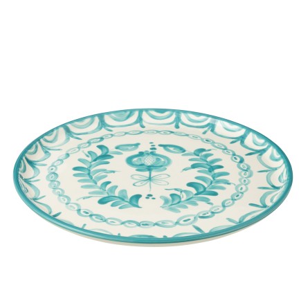 Piatto piano in ceramica blu chiaro 34x34x2,5 cm