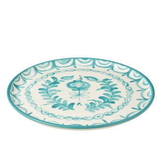 Piatto piano in ceramica blu chiaro 34x34x2,5 cm