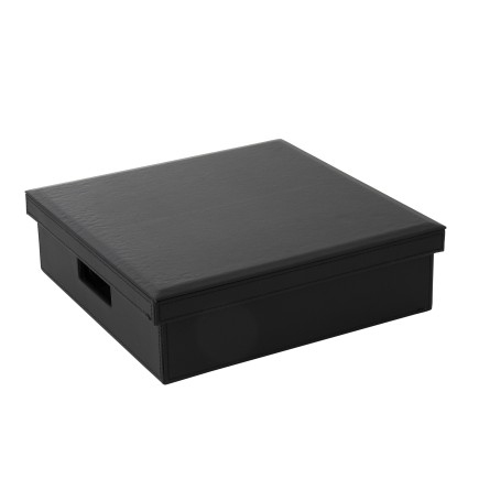 Boite de jeux de cartes et échecs en bois noir 35x35x10 cm