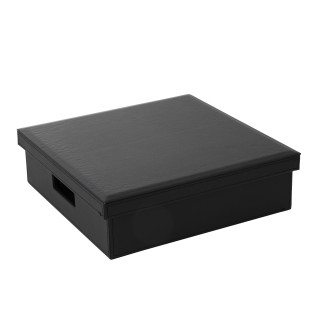 Boite de jeux de cartes et échecs en bois noir 35x35x10 cm