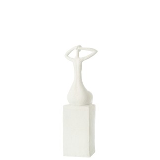 Statuetta donna seduta in poliresina bianca 12,5x12x38 cm