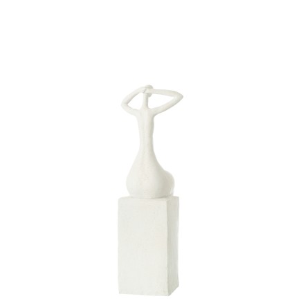 Figurita de mujer sentada en poliresina blanca 12,5 x 12 x 38 cm