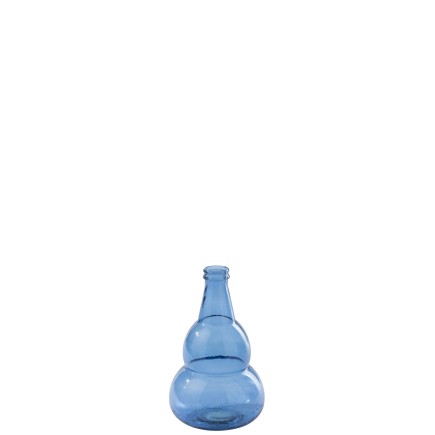 Vase boule en verre bleu 27.5x27.5x45 cm