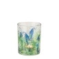 Photophore motif perroquet en verre bleu 10x10x12.5 cm