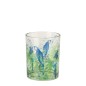Photophore motif perroquet en verre bleu 10x10x12.5 cm