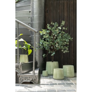 cache-pot rond en céramique vert 13.5x13.5x13 cm