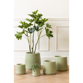 cache-pot rond en céramique vert 13.5x13.5x13 cm