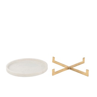 Piano in marmo con metallo color champagne 43,5x43,5x6,5 cm