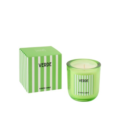Bougie parfumée « Lierre de printemps et Neroli » dans verre vert 8x8x8.5 cm