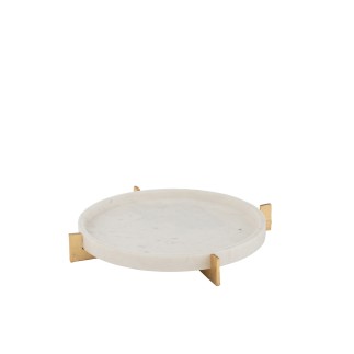 Piano in marmo con metallo color champagne 43,5x43,5x6,5 cm