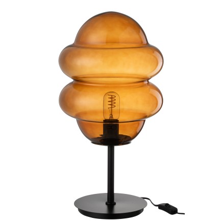 Candeeiro de mesa em vidro castanho 28x28x52 cm