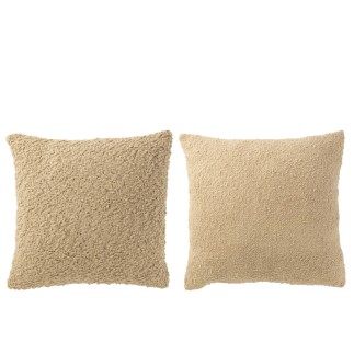 Cojín rectangular de poliéster beige 45x45x12 cm