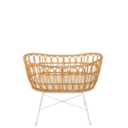 Culla con materasso e gambe in metallo in legno naturale 85x52x72 cm