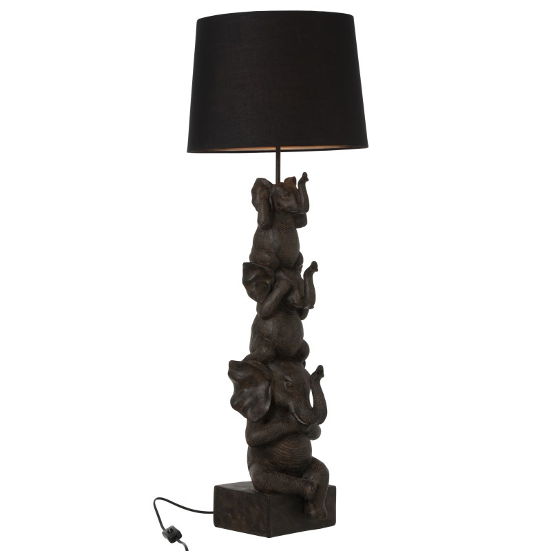 Lampade 3 elefanti in resina e tessuto marrone 36x36x98 cm Lampade 3 elefanti in resina e tessuto marrone 36x36x98 cm