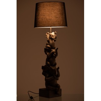 Lampes 3 éléphants en résine et textile marron 36x36x98 cm