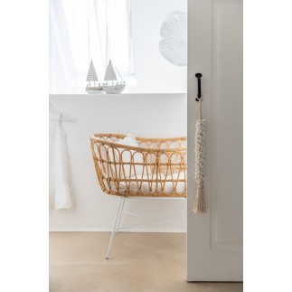 Culla con materasso e gambe in metallo in legno naturale 85x52x72 cm