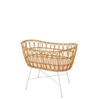 Culla con materasso e gambe in metallo in legno naturale 85x52x72 cm