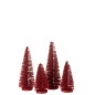 Boite de 4 sapins de Noël artificiel en plastique rouge H.9 à 15 cm Boite de 4 sapins de Noël artificiel en plastique rouge H.9 à 15 cm