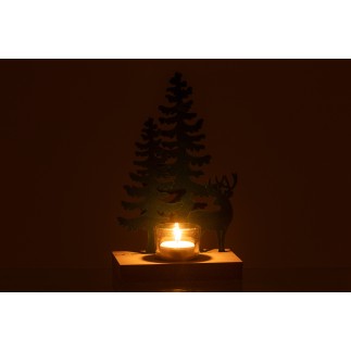 Décoration de Noël porte-bougie en métal vert 13.5x10x22 cm