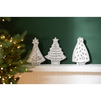 3 árboles de Navidad de cerámica blanca 9*2.5*13 cm