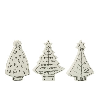 3 alberi di Natale in ceramica bianca 9*2.5*13 cm