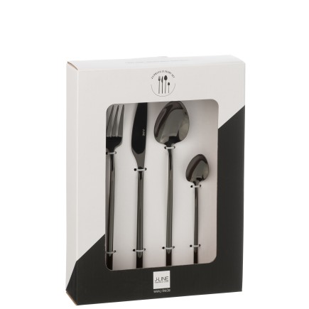 Set de 24 couverts en acier inoxydable noir brillant