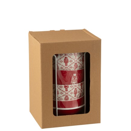 Lot de 4 tasses avec support en céramique rouge 11.2x11.2x6.2 cm