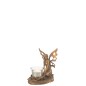 Castiçal anjo em metal dourado 15x10x16 cm
