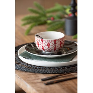 Lot de 4 tasses avec support en céramique rouge 11.2x11.2x6.2 cm