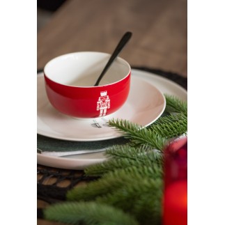 Juego de 4 tazas con soporte de cerámica roja 11.2*11.2*6.2 cm