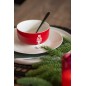 Lot de 4 tasses avec support en céramique rouge 11.2x11.2x6.2 cm Lot de 4 tasses avec support en céramique rouge 11.2x11.2x6.2 cm