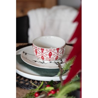 Lot de 4 tasses avec support en céramique rouge 11.2x11.2x6.2 cm