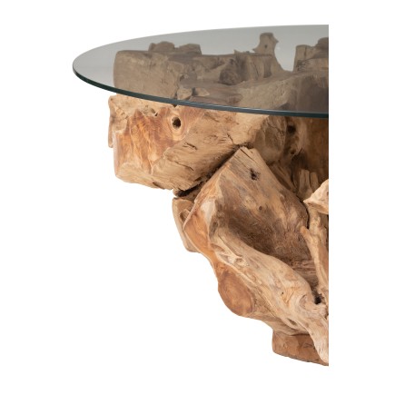 Mesa de centro em madeira de teca bege 110x110x45 cm