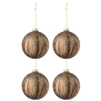 Boite de 4boules de Noël en verre marron 10x10x10 cm