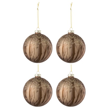 Boite de 4boules de Noël en verre marron 10x10x10 cm