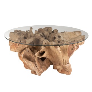 Mesa de centro em madeira de teca bege 110x110x45 cm