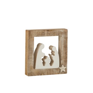Presépio de Natal em madeira branca 3,5 x 20 x 21 cm