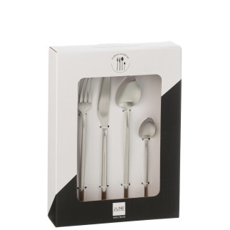 Set di 24 posate in acciaio inossidabile argento opaco