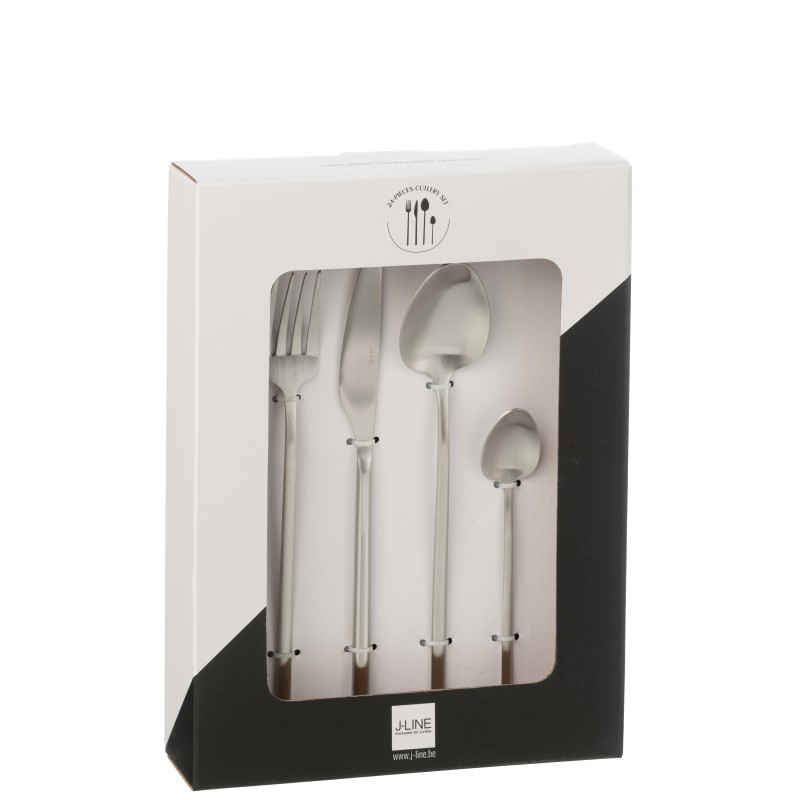 Set di 24 posate in acciaio inossidabile argento opaco
Set di 24 posate in acciaio inossidabile argento opaco