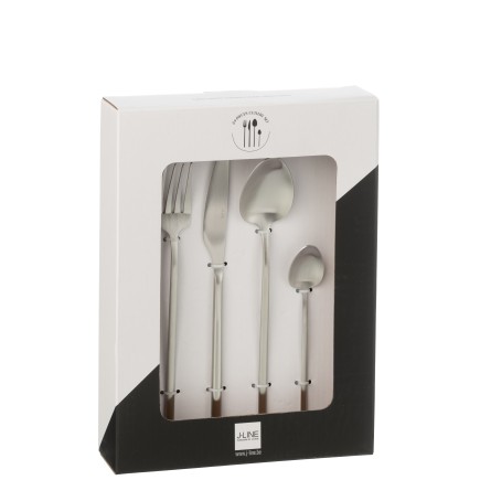 Set di 24 posate in acciaio inossidabile argento opaco