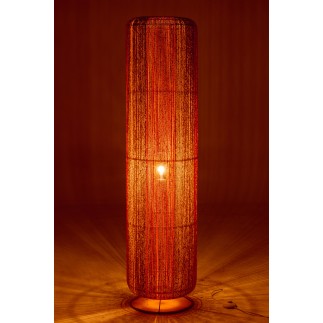 Lampadaire cylindrique en corde et métal beige-orange 34x34x138 cm