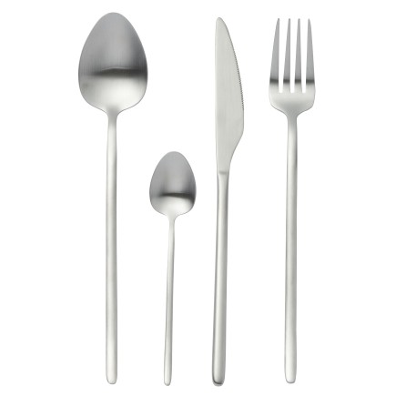 Set di 24 posate in acciaio inossidabile argento opaco