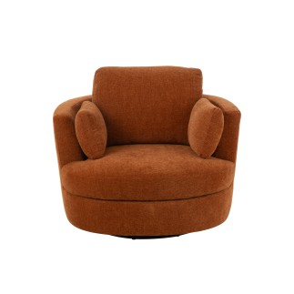 Fauteuil en bois et textile orange 109x100x89 cm