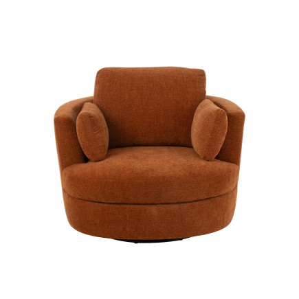 Fauteuil en bois et textile orange 109x100x89 cm