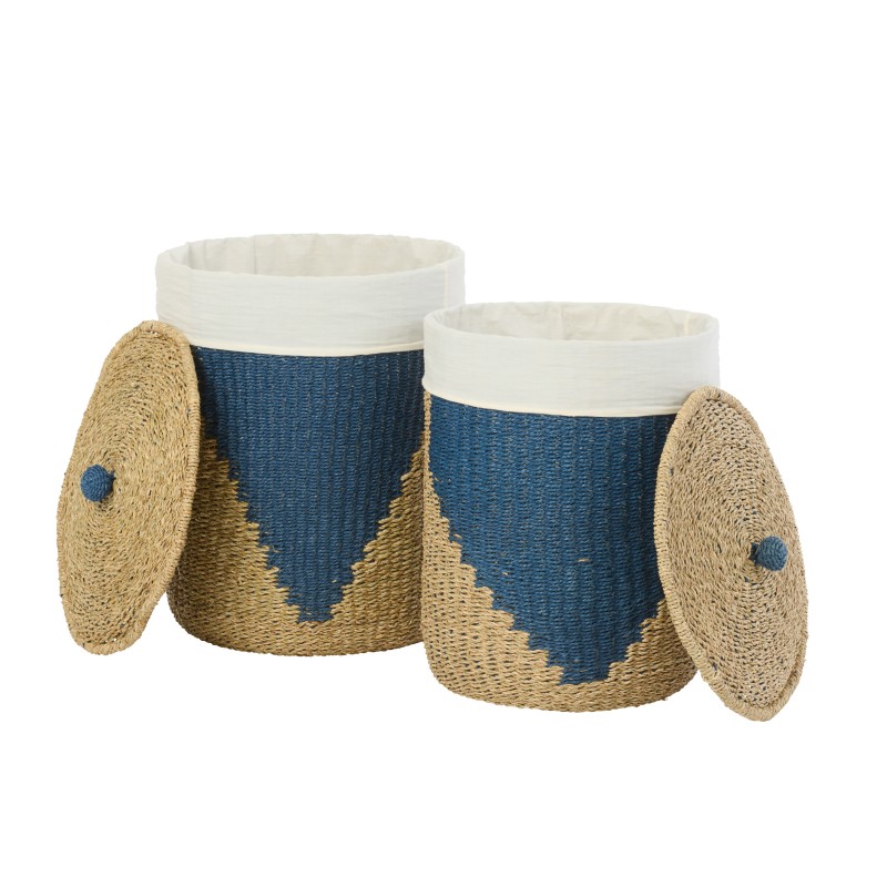Set de 2 paniers en sisal beige 40x40x50 cm Set de 2 paniers en sisal beige 40x40x50 cm